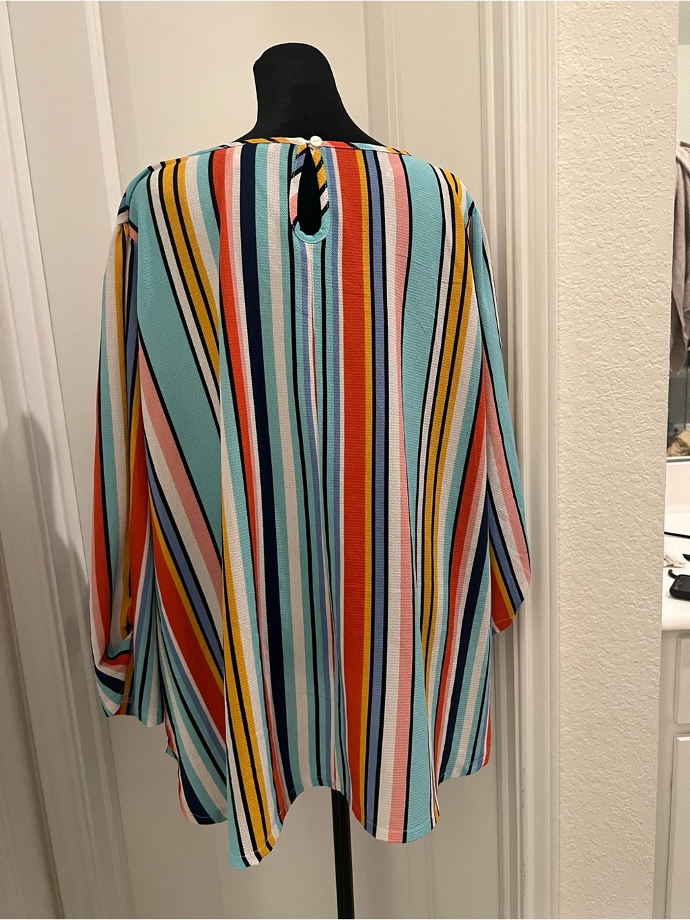 Sunny Leigh 3X Multicolor Striped Tunic Top Blouse 3/4 Sleeve